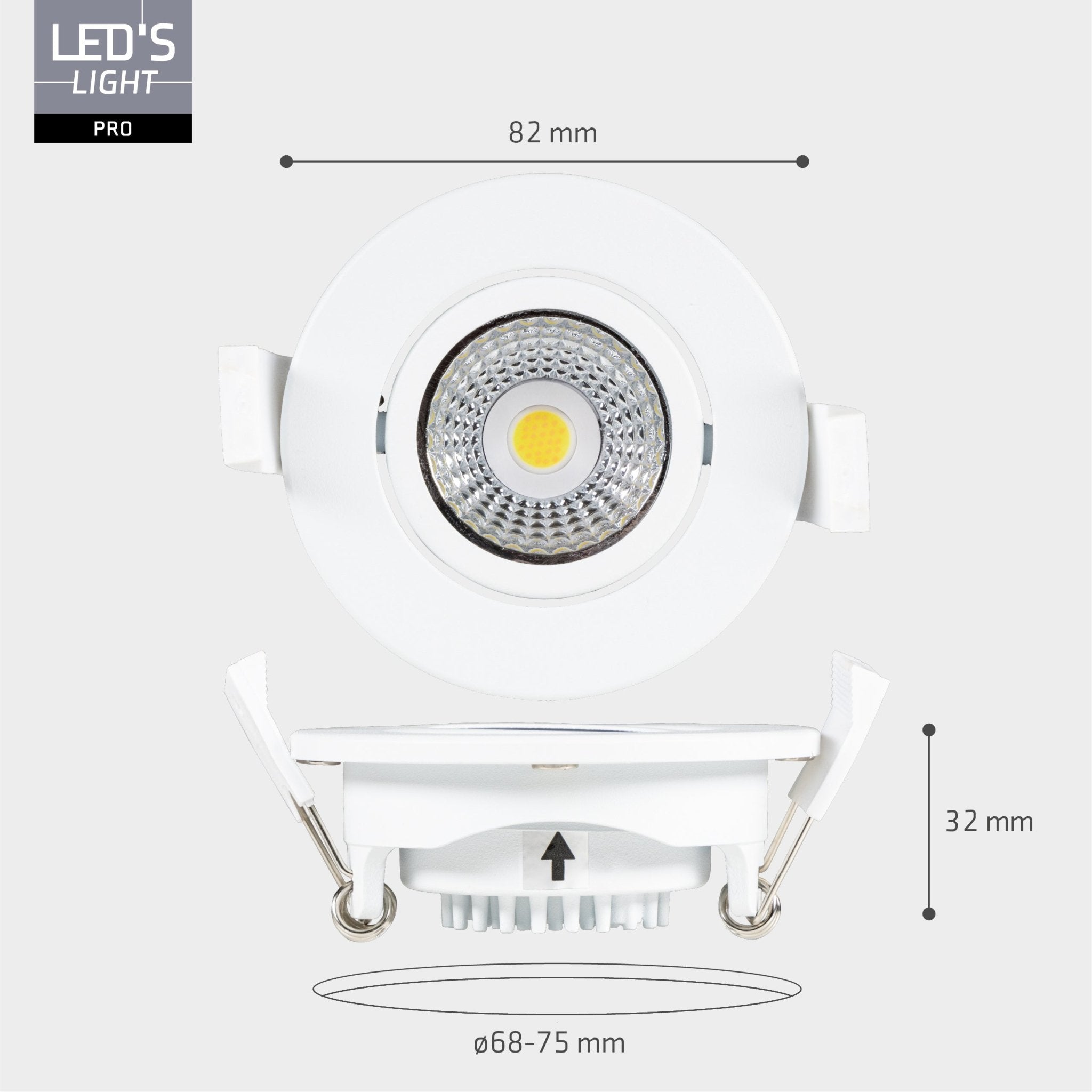 6 PACK - LED's Light PRO Inbouwspot 68 mm - Indoor & Outdoor - 3 lichtkleuren - Dimbaar licht - Wit Inbouwspots LED.nl