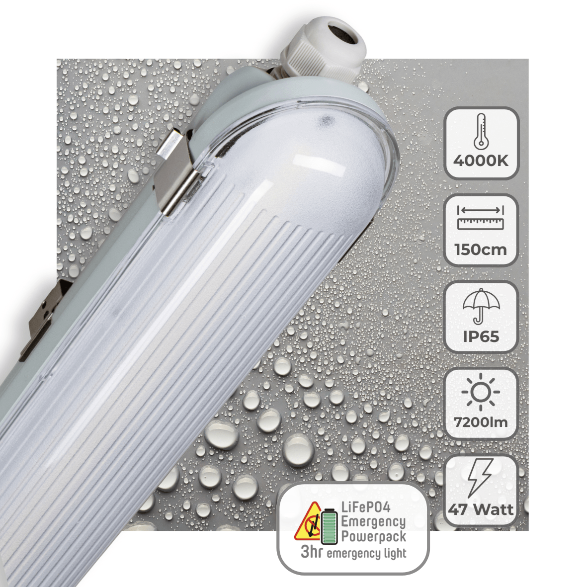 LED's Light PRO Philips LED TL armatuur 150 cm - Met noodaccu - 185lm/w - Energielabel B - 47W 7200lm 4000K LED.nl
