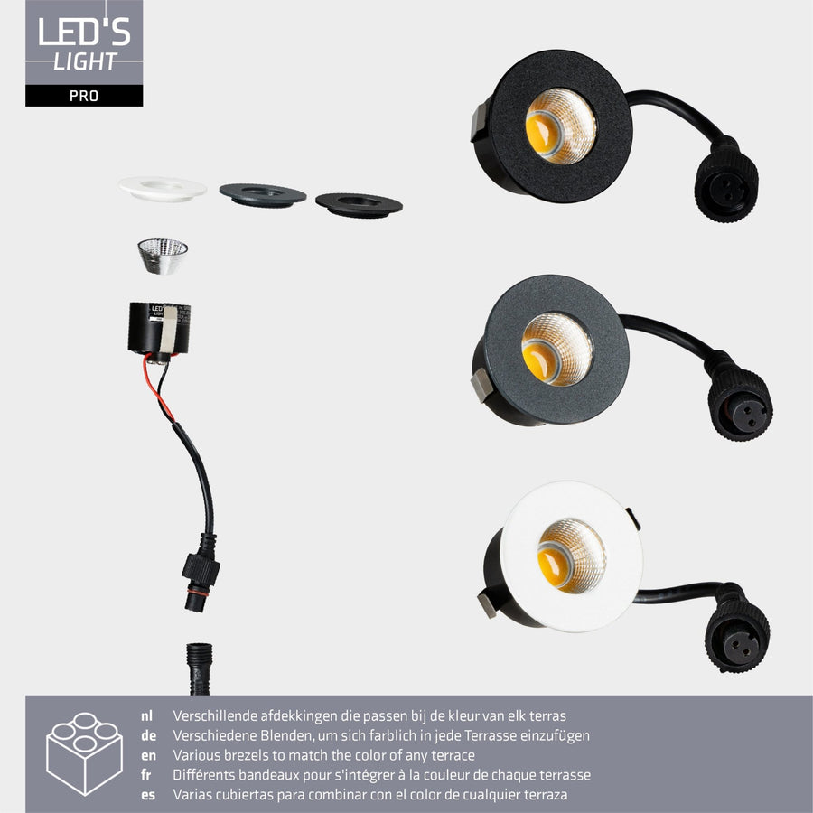 LED's Light PRO mini recessed spotlight 3 cm - For canopies, verandas and recessed ceilings - Dimmable - Gray - LED.nl