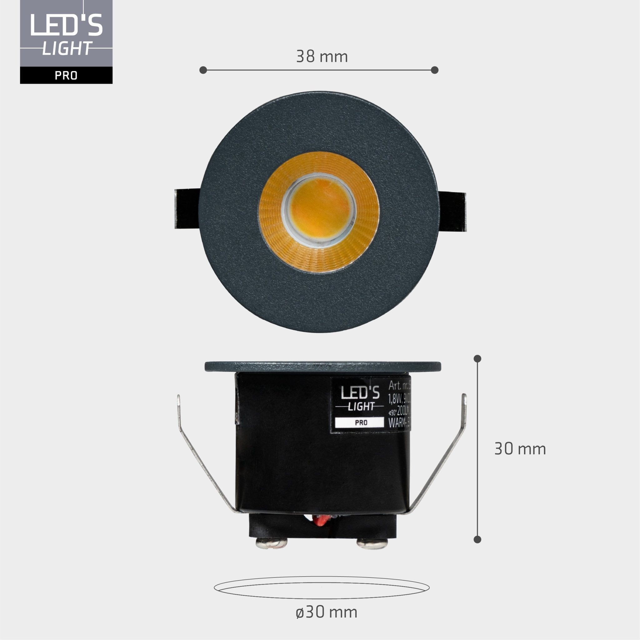 6 PACK - LED's Light PRO mini inbouwspot 3 cm - Voor overkapping, veranda's en inbouwplafonds - Dimbaar - 3 Kleuren plaatjes Inbouwspots LED.nl