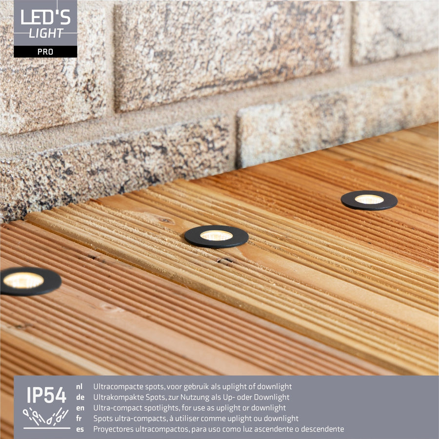 LED's Light PRO mini recessed spotlight 3 cm - For canopies, verandas and recessed ceilings - Dimmable - Gray - LED.nl