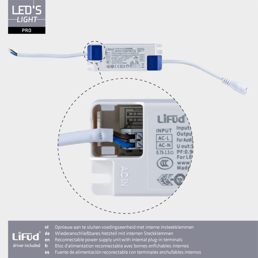 LED-Panel Light Pro – 180 lm/W – 25 W, 4500 lm, 4000 K, UGR < 19 – 620 x 620 mm – Lifud-Treiber – Weiß – Deutsche Größe - lidstore.shop