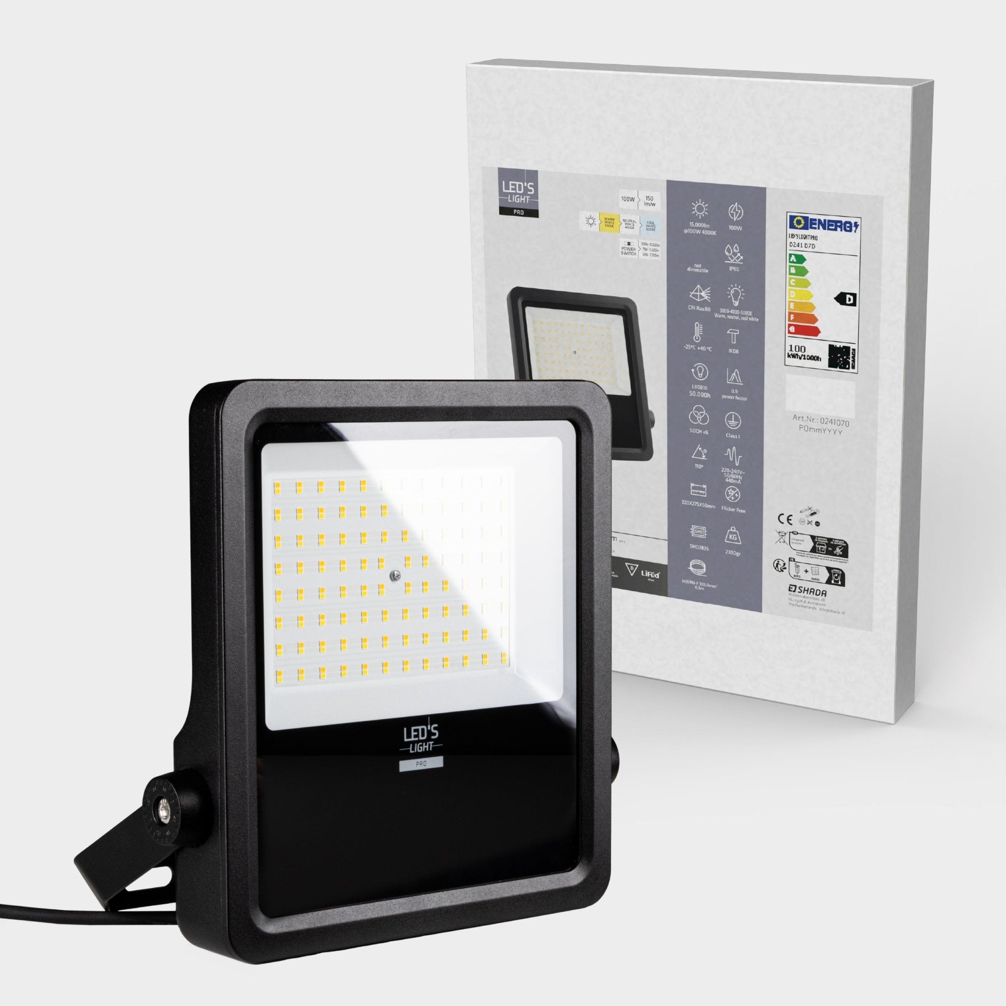 LED's Light Pro Premium Floodlight 12750lm - CCT schakelbaar - Powerselect - 6 lichtstanden - Water en roestbestendig - 100W Schijnwerpers LED.nl