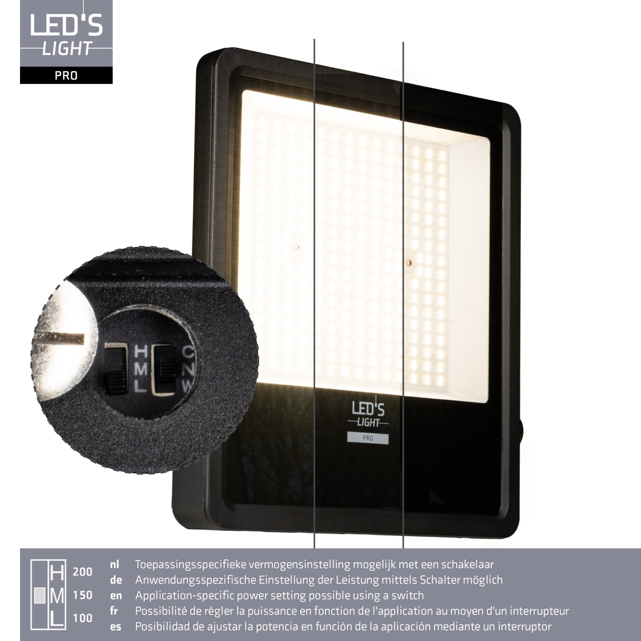 LED's Light Pro Premium Schijnwerper 25500lm - CCT - Powerselect - 6 lichtstanden - Water en roestbestendig - 200W Schijnwerpers LED.nl