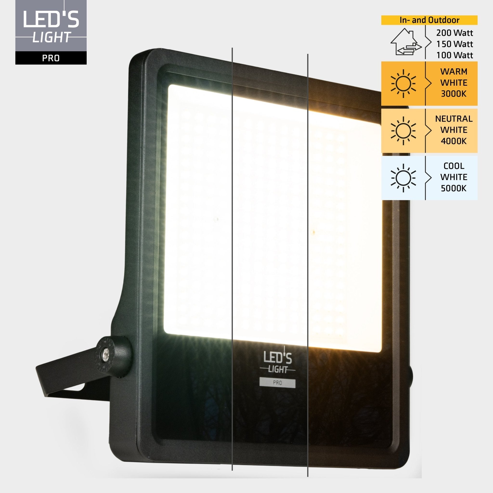 LED's Light Pro Premium Schijnwerper 25500lm - CCT - Powerselect - 6 lichtstanden - Water en roestbestendig - 200W Schijnwerpers LED.nl