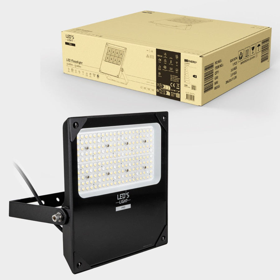 LED-Flutlicht Light Pro – Farbtemperatur – 100 W, 14.000 lm, 3000 K/4000 K/5000 K – Netzteil von Sosen – Schwarz – Schutzart IP66/IK08 – Einstellbare Leistung - lidstore.shop