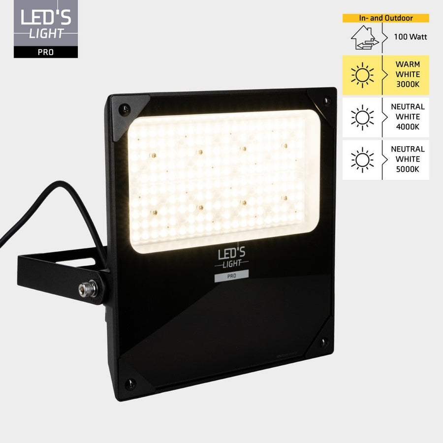 LED-Flutlicht Light Pro – Farbtemperatur – 100 W, 14.000 lm, 3000 K/4000 K/5000 K – Netzteil von Sosen – Schwarz – Schutzart IP66/IK08 – Einstellbare Leistung - lidstore.shop