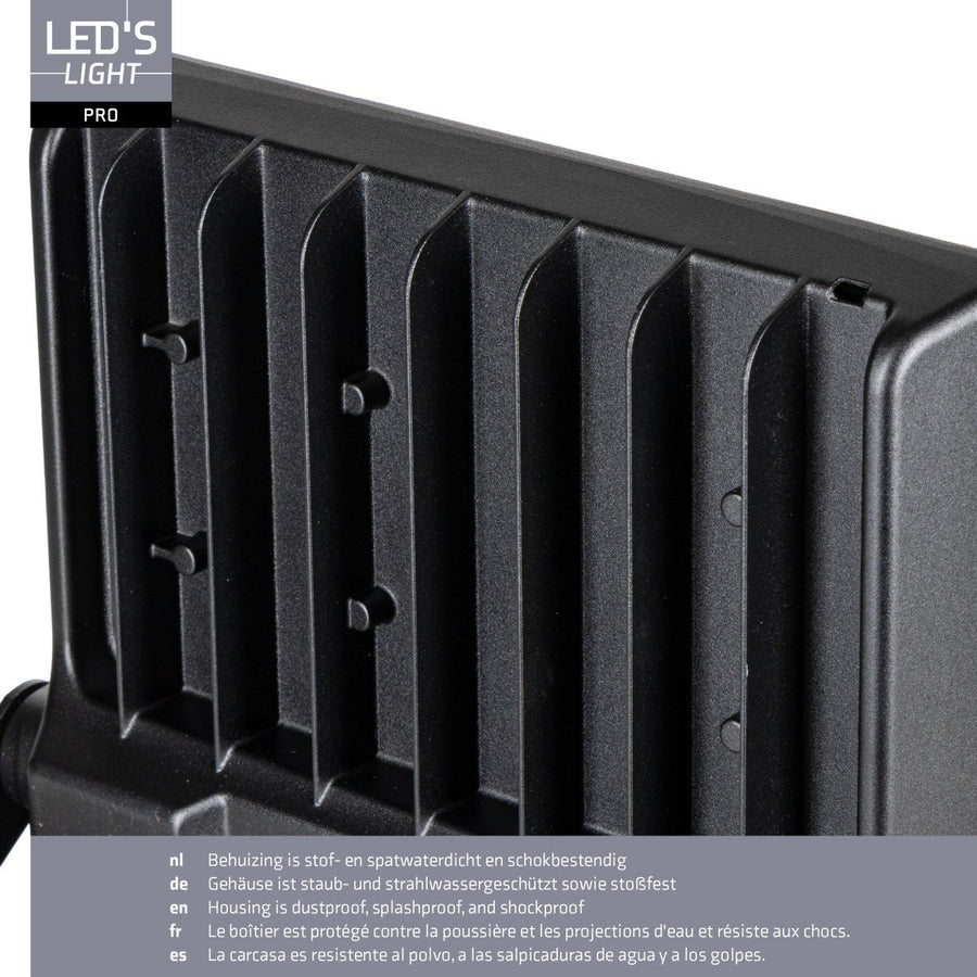 LED-Flutlicht Light Pro – Farbtemperatur – 100 W, 14.000 lm, 3000 K/4000 K/5000 K – Netzteil von Sosen – Schwarz – Schutzart IP66/IK08 – Einstellbare Leistung - lidstore.shop