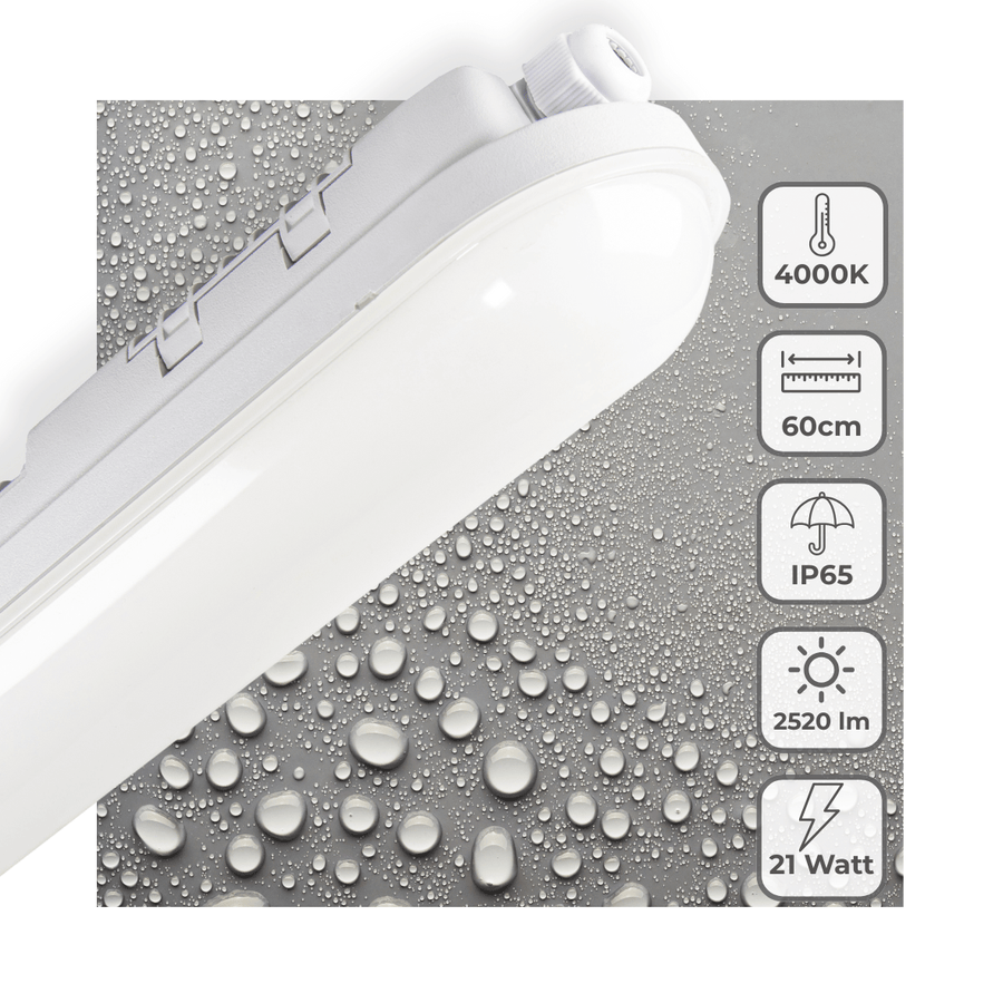 Premium LED TL fixture 60 cm – Suitable for indoor and outdoor use – 2500 lumens – IP65 waterproof - LED.nl