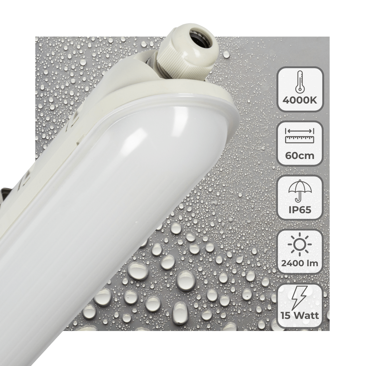 LED's Light Pro TL armatuur compleet 60 cm - Koppelbaar - IP65 Waterdicht - 2400 lm - 15W - 160lm/w TL verlichting LED.nl