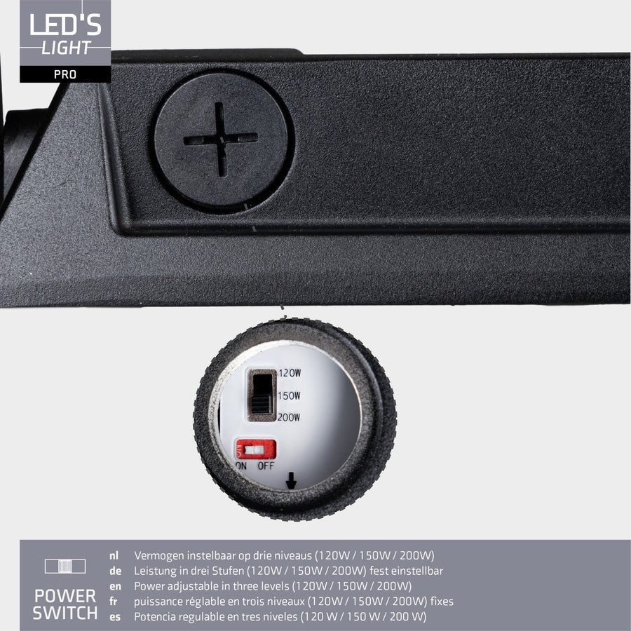 LED's Light Professional LED Floodlight 37000 - 3 light modes - Waterproof - 200 watts - LED.nl