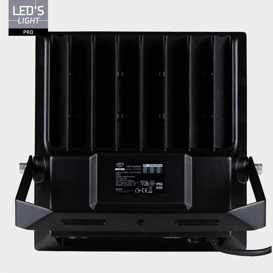 LED's Light Pro Professioneller LED-Fluter 18500 – 3 Lichtmodi – Wasserdicht – 100 Watt – Tageslichtsensor - lidstore.shop