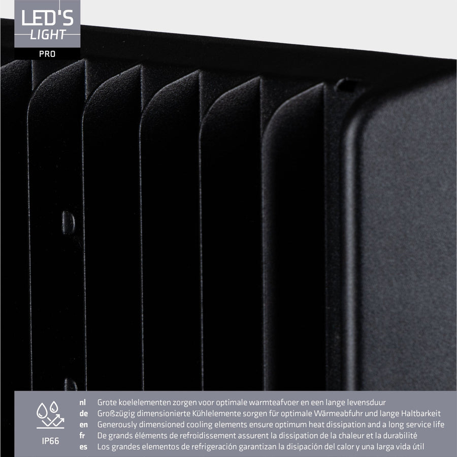 LED's Light Pro Professioneller LED-Fluter 18500 – 3 Lichtmodi – Wasserdicht – 100 Watt – Tageslichtsensor - lidstore.shop