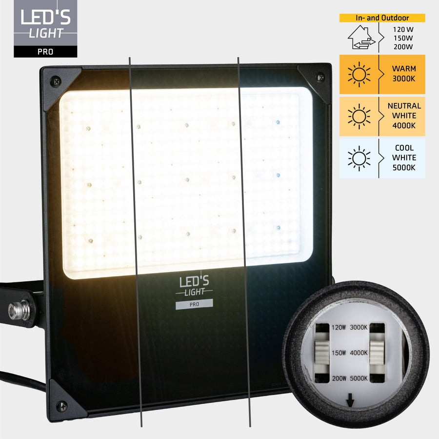 LED's Light Professional LED Spotlight 28000 - 3 light modes - Waterproof - 200 watts - LED.nl