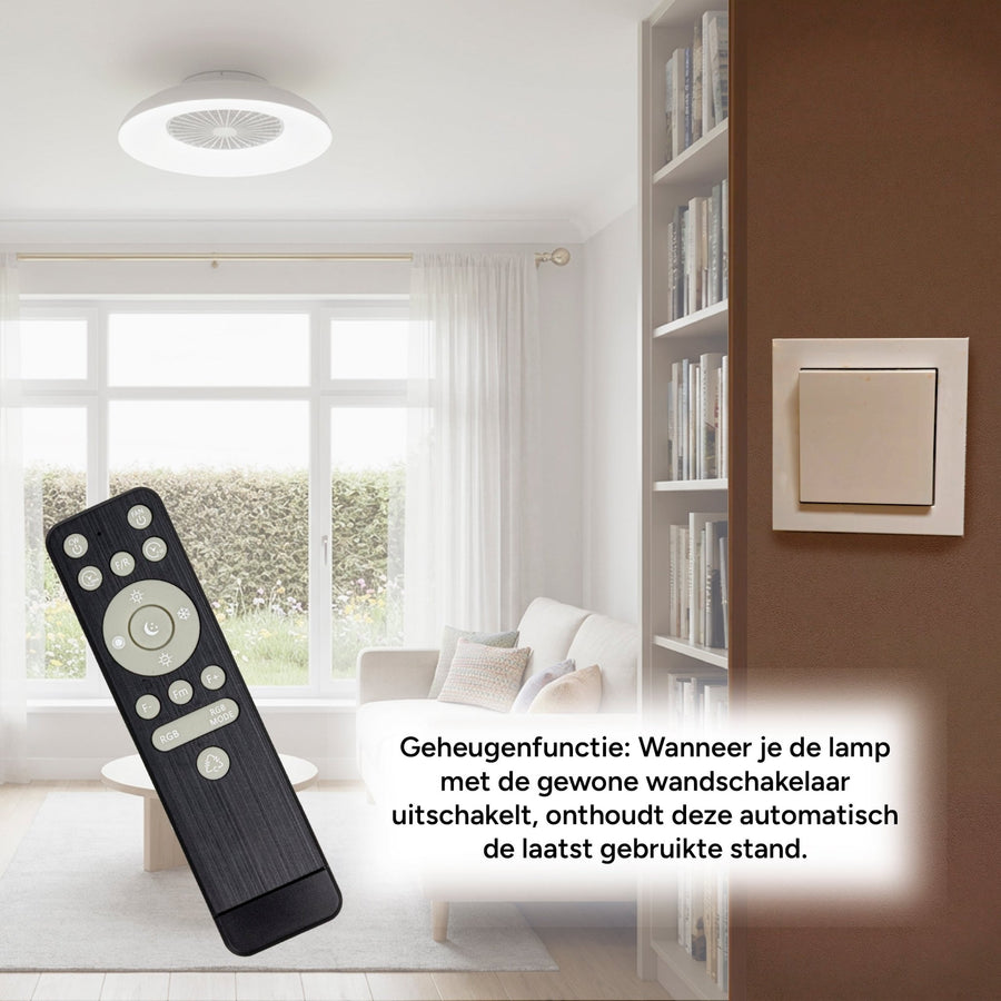 LED-RGB-Deckenleuchte mit Ventilator - 54W 3950lm 2700K/6500K/RGB - Ø600mm IP20 - Dimmbar - lidstore.shop