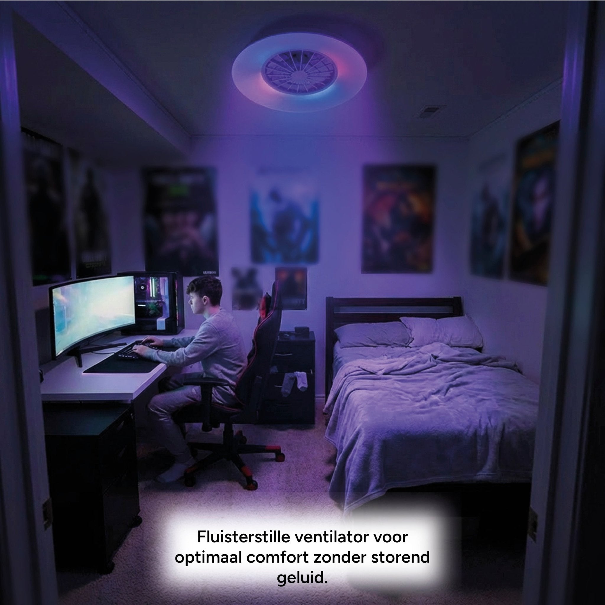 LED's Light RGB Plafondlamp met ventilator - 54W 3950lm 2700K/6500K/RGB - Ø600mm IP20 - Dimbaar Plafondventilatoren LED.nl