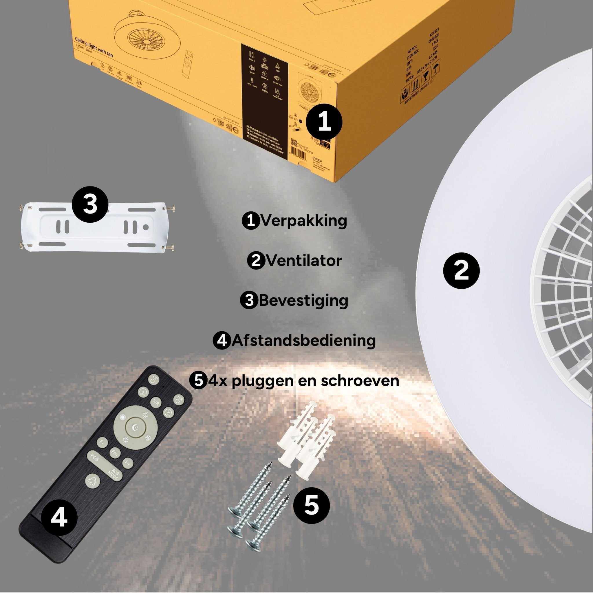 LED's Light RGB Plafondlamp met ventilator - 54W 3950lm 2700K/6500K/RGB - Ø600mm IP20 - Dimbaar Plafondventilatoren LED.nl