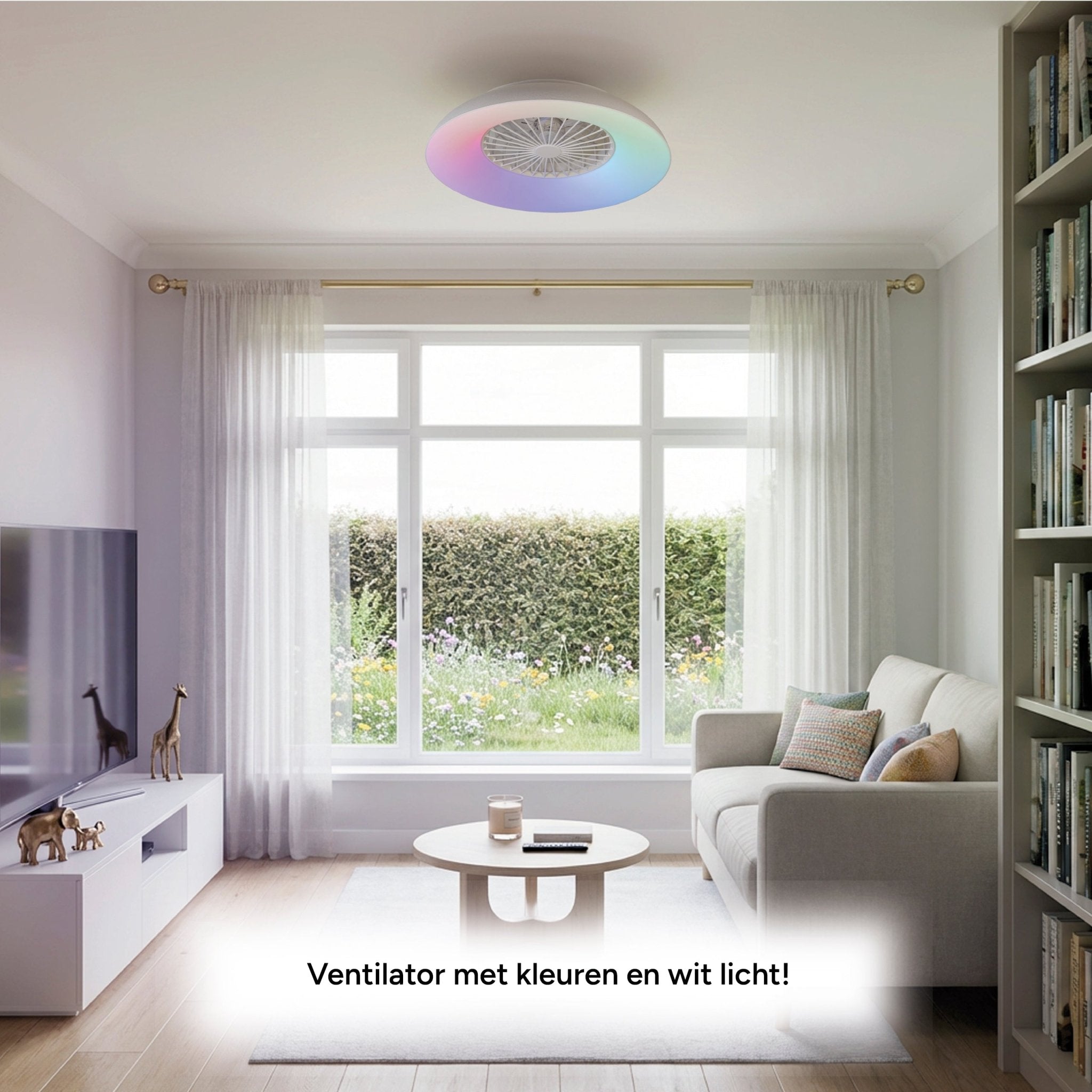 LED's Light RGB Plafondlamp met ventilator - 54W 3950lm 2700K/6500K/RGB - Ø600mm IP20 - Dimbaar Plafondventilatoren LED.nl