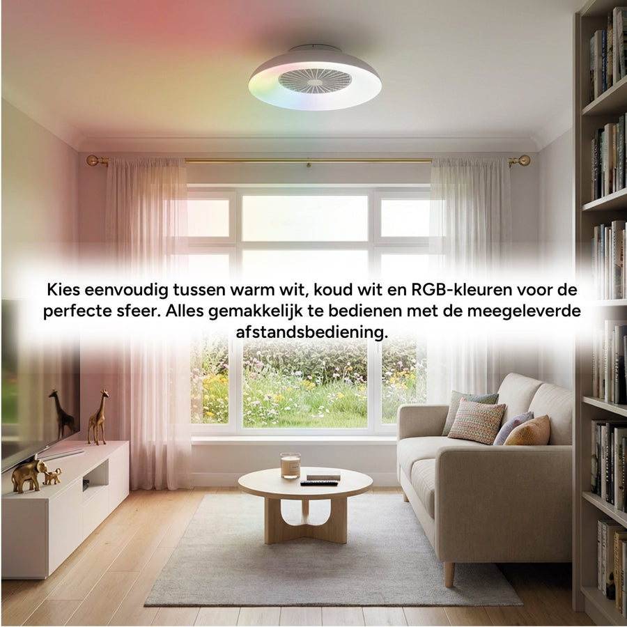 LED-RGB-Deckenleuchte mit Ventilator - 54W 3950lm 2700K/6500K/RGB - Ø600mm IP20 - Dimmbar - lidstore.shop