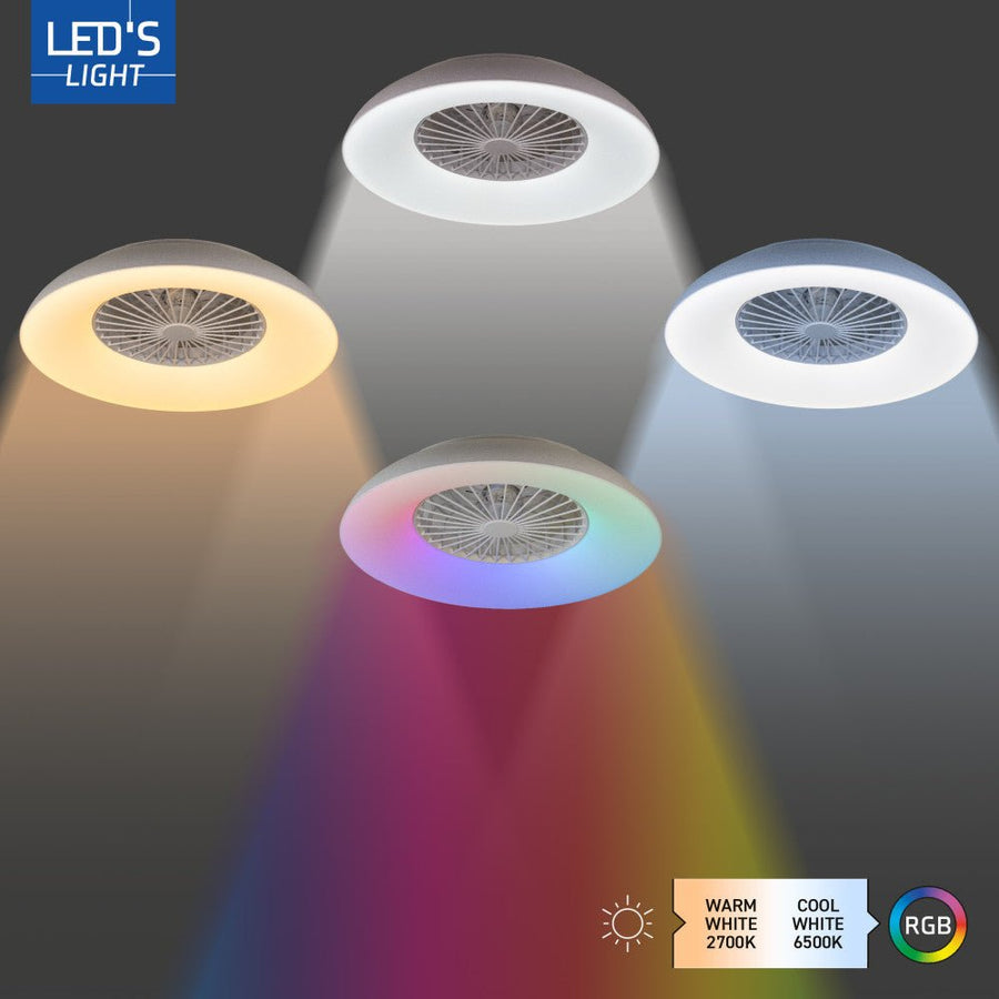 LED-RGB-Deckenleuchte mit Ventilator - 54W 3950lm 2700K/6500K/RGB - Ø600mm IP20 - Dimmbar - lidstore.shop