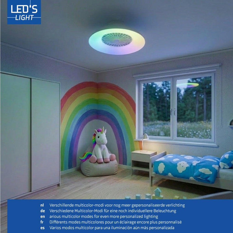 LED-RGB-Deckenleuchte mit Ventilator - 54W 3950lm 2700K/6500K/RGB - Ø600mm IP20 - Dimmbar - lidstore.shop