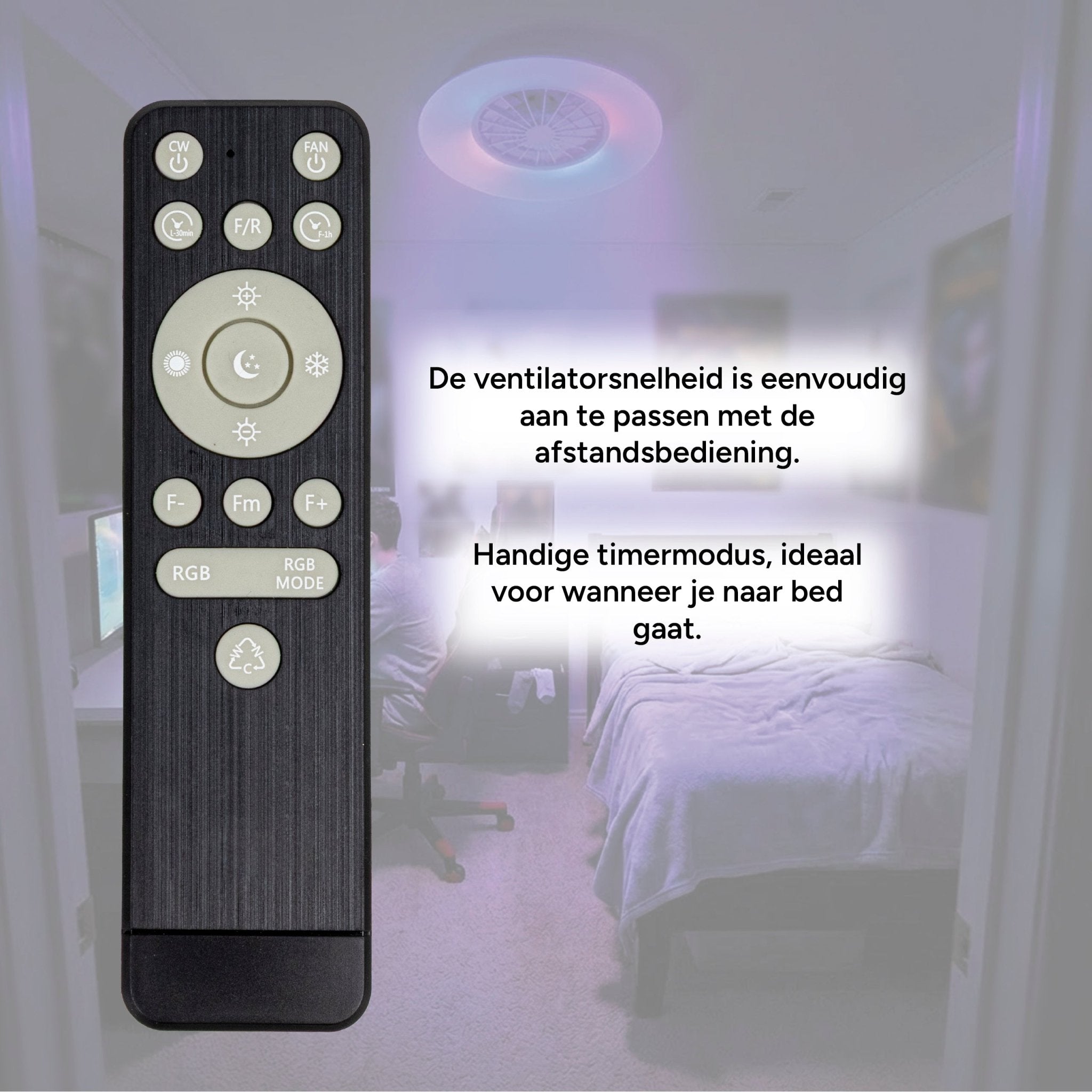 LED's Light RGB Plafondlamp met ventilator - 54W 3950lm 2700K/6500K/RGB - Ø600mm IP20 - Dimbaar Plafondventilatoren LED.nl