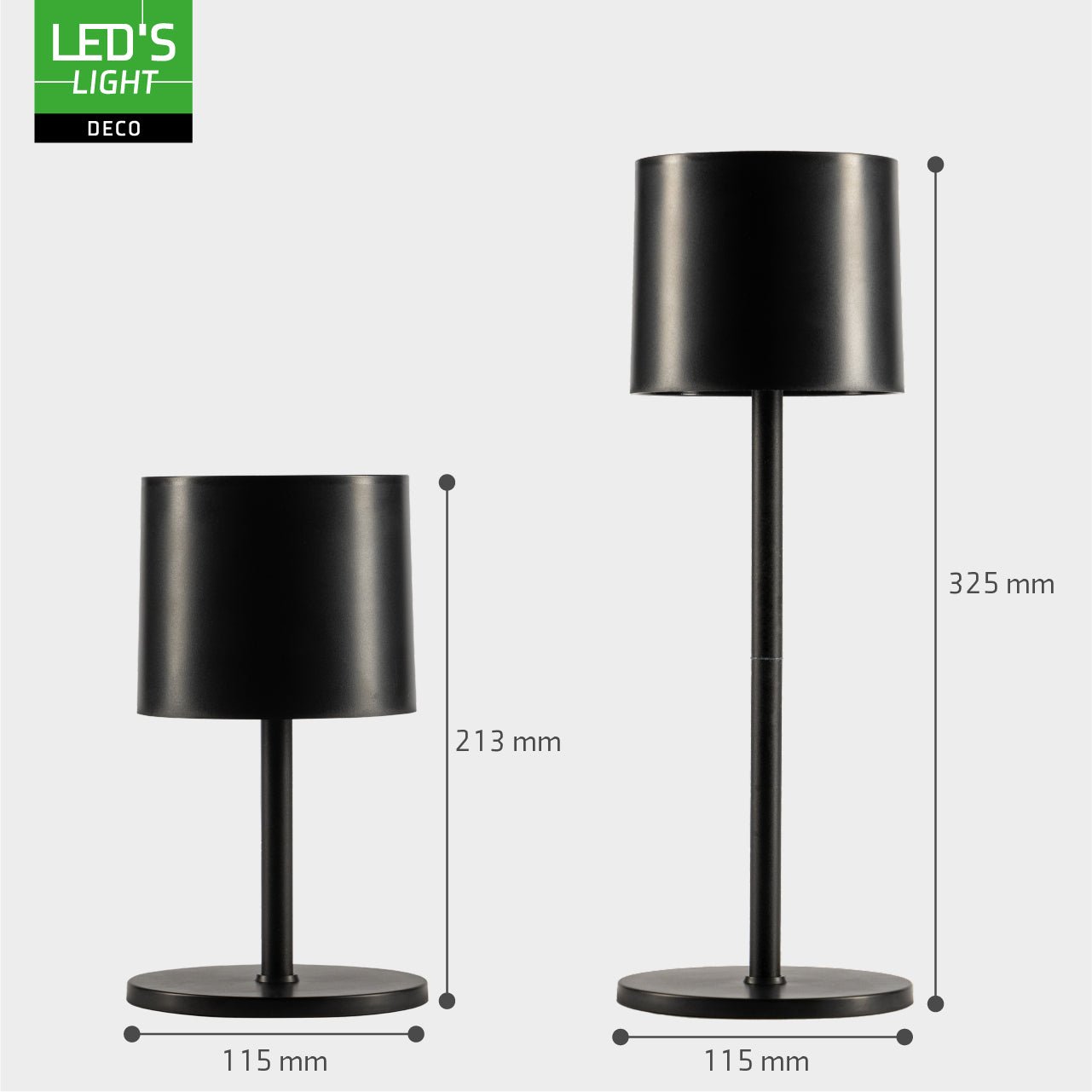 LED's Light Tafellamp op accu - oplaadbaar en draadloos - voor binnen en buiten - 3 kleuren - Zwart Tafellampenen LED.nl