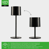 LED's Light Tischleuchte mit Akku - wiederaufladbar und kabellos - für den Innen- und Außenbereich - 3 Farben - Schwarz - lidstore.shop