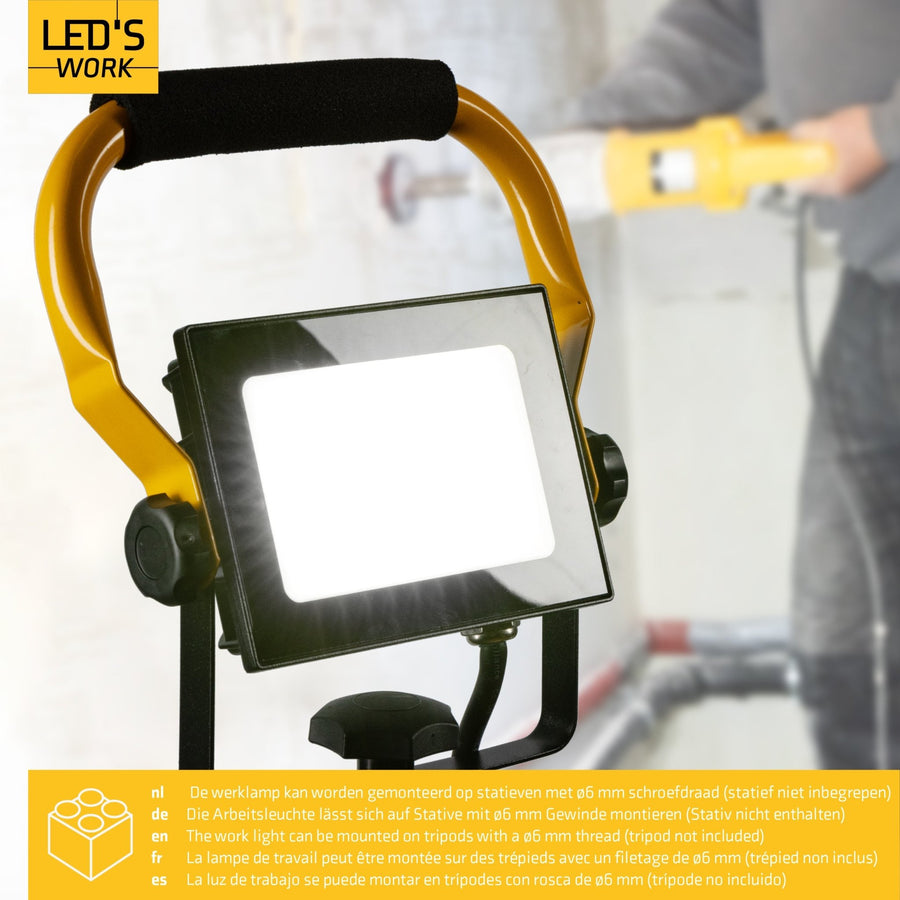 LED's Work Construction Lamp 3100 - Verstellbare Halterung - Wasserdicht (IP65) - Schwarz Gelb - lidstore.shop