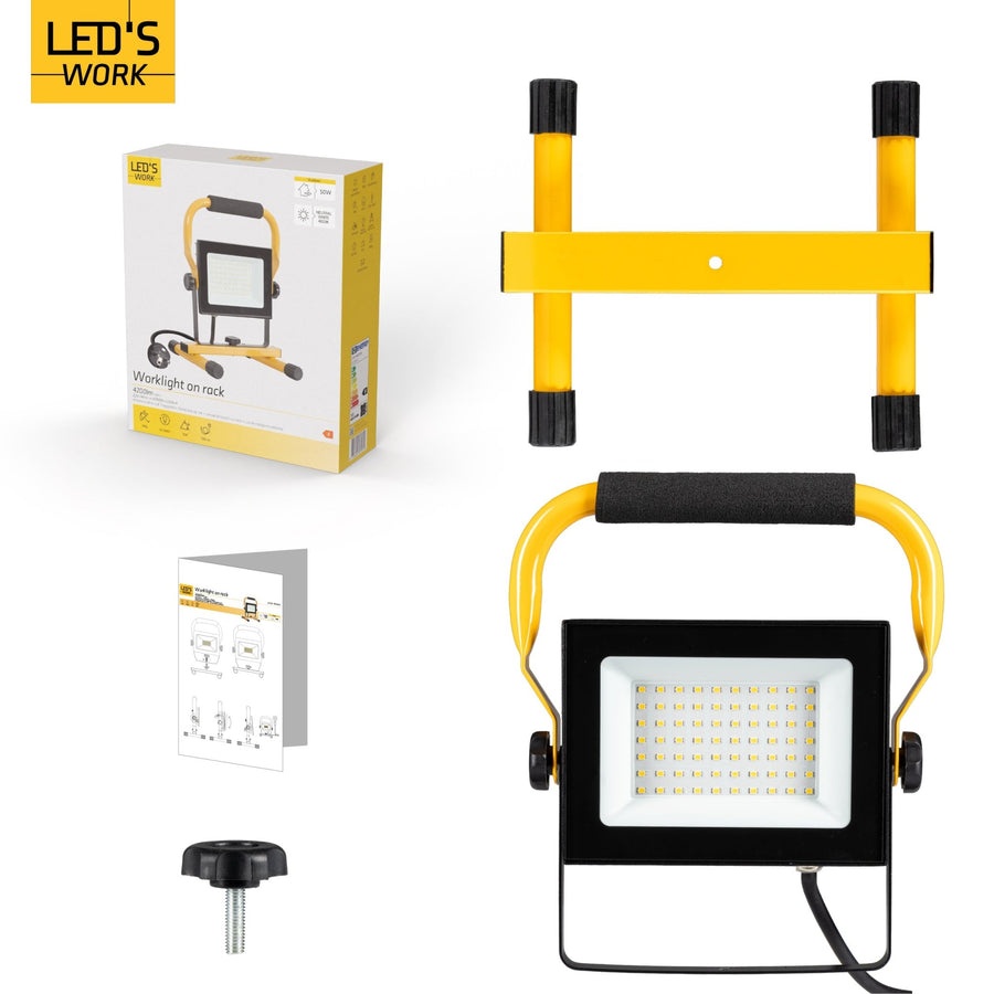 LED's Work Construction Lamp 4900 - Adjustable bracket - Waterproof (IP65) - Black yellow - LED.nl