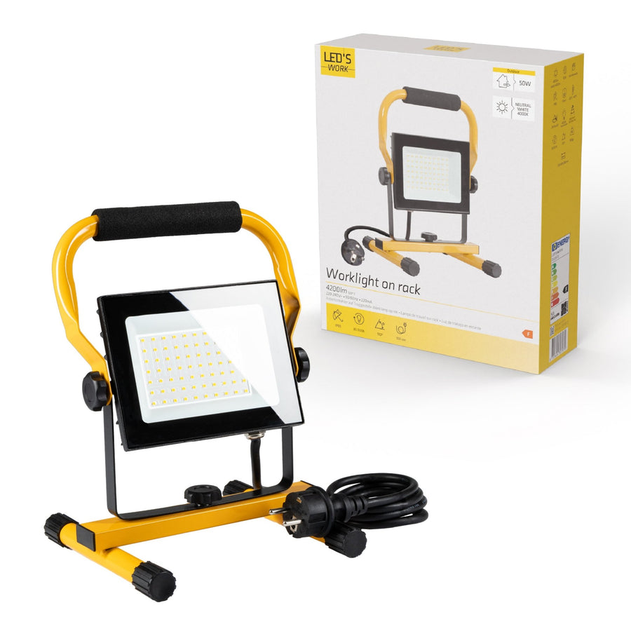 LED's Work Construction Lamp 4900 - Adjustable bracket - Waterproof (IP65) - Black yellow - LED.nl
