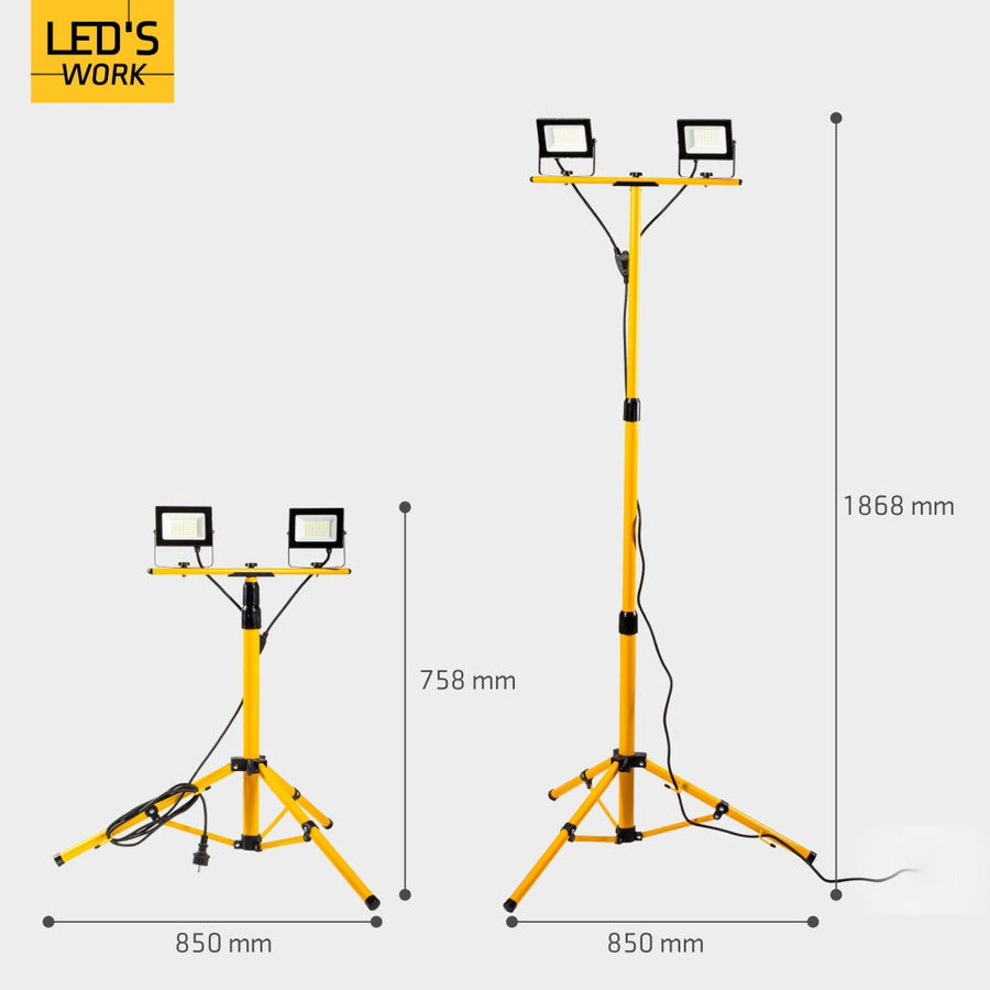 LED-Baustellenleuchte/Stativ-Baustellenleuchte (2 × 20 W, 4800 lm, 4000 K) - lidstore.shop