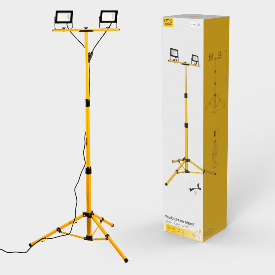 LED-Baustellenleuchte/Stativ-Baustellenleuchte (2 × 20 W, 4800 lm, 4000 K) - lidstore.shop