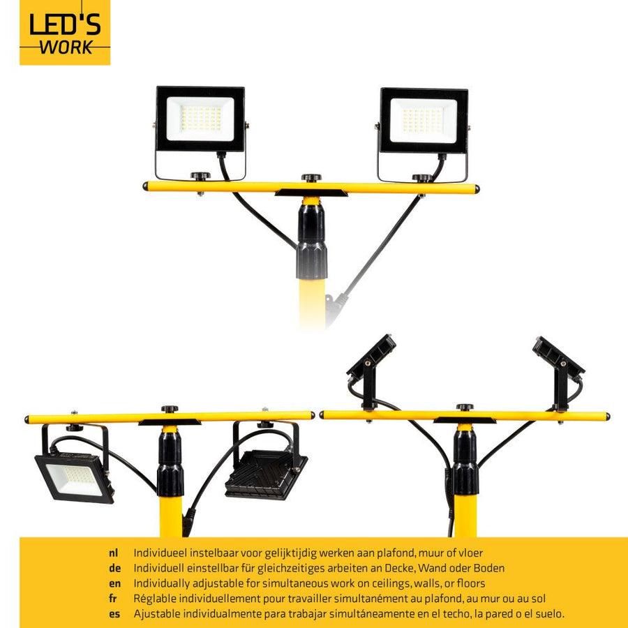 LED-Baustellenleuchte/Stativ-Baustellenleuchte (2 × 20 W, 4800 lm, 4000 K) - lidstore.shop