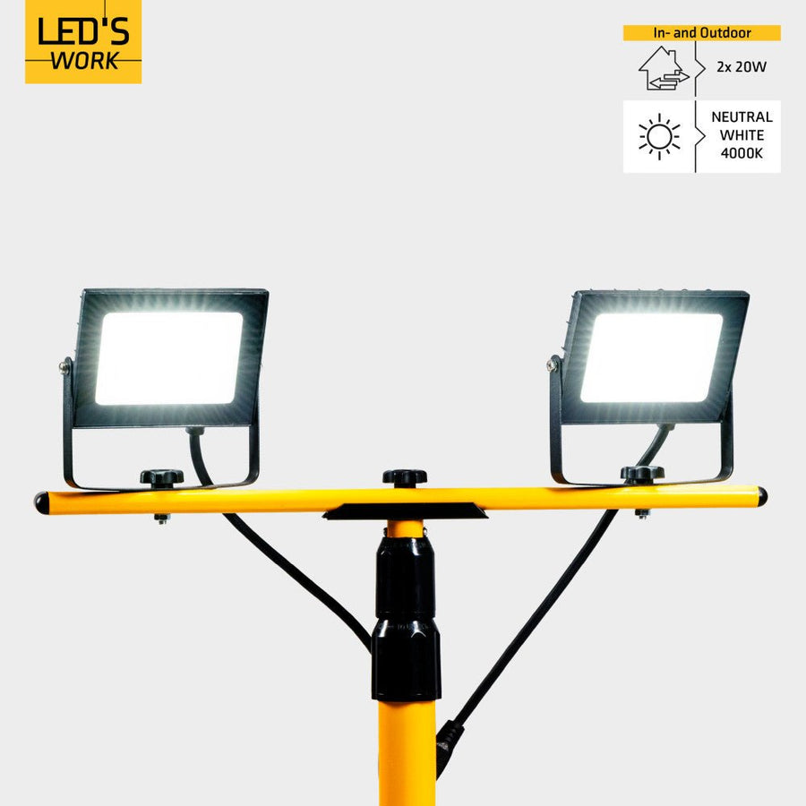 LED-Baustellenleuchte/Stativ-Baustellenleuchte (2 × 20 W, 4800 lm, 4000 K) - lidstore.shop