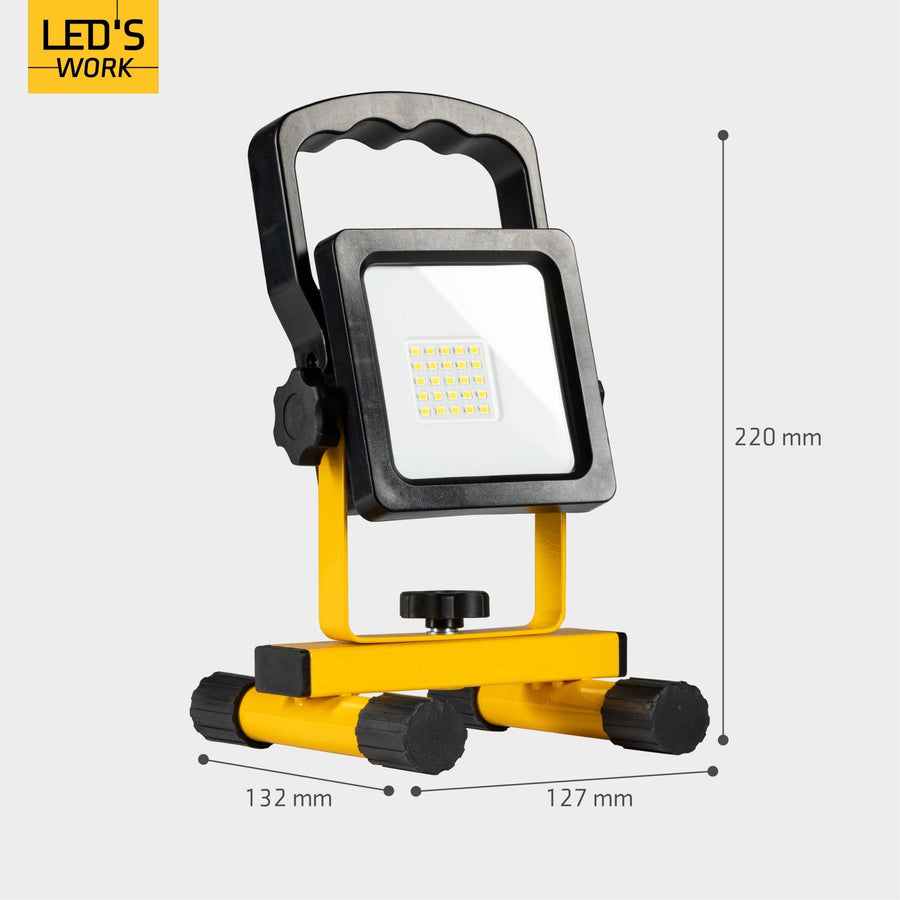 LED's Work wireless LED Construction lamp on battery 1200 - Rechargeable and tiltable - Black yellow - LED.nl
