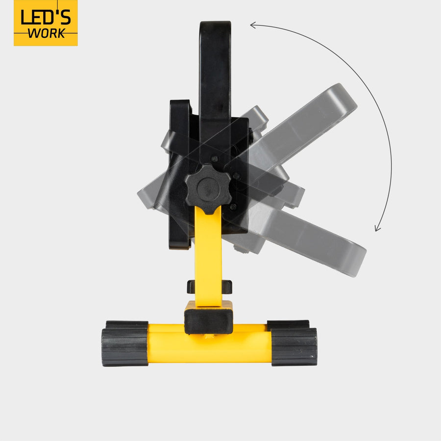 LED's Work wireless LED Construction lamp on battery 1200 - Rechargeable and tiltable - Black yellow - LED.nl