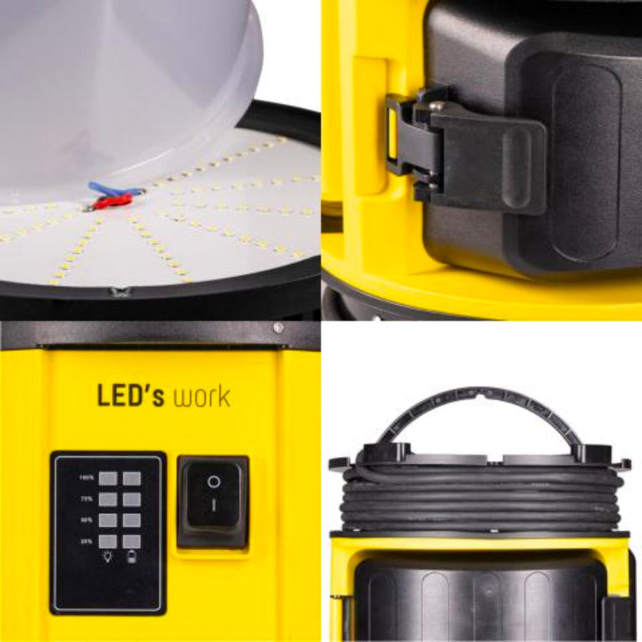 LED-Arbeitsleuchte 18V HybridPro, 12000 lm – 360°-Licht – batterie- und netzbetrieben – 80 W – Schutzart IP55 und robust getestet - lidstore.shop