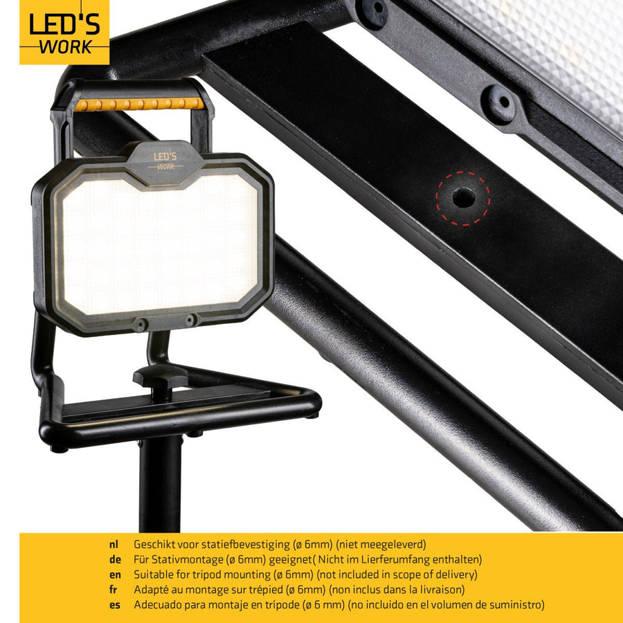 LED's Work LED Construction Lamp rechargeable 2000 - Works wirelessly on battery - Dust and waterproof - LED.nl
