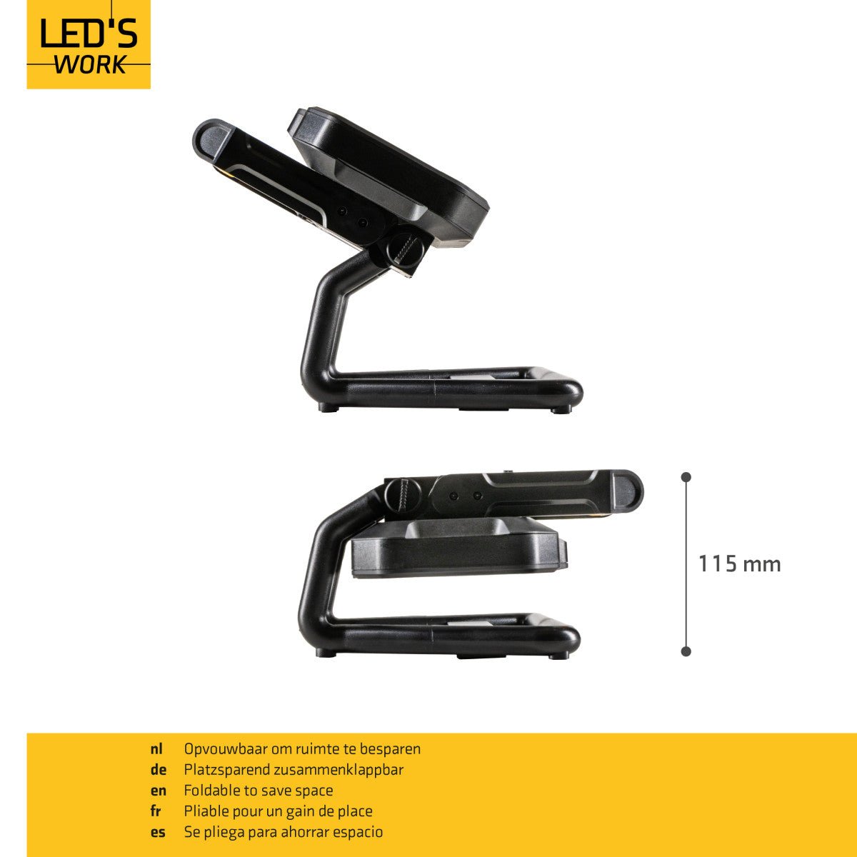 LED's Work LED oplaadbare Bouwlamp 20W 2000lm - Werkt draadloos op accu - Stof- en waterdicht - Inklapbaar Bouwlampen LED.nl