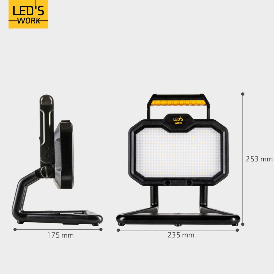 LED's Work LED Construction Lamp rechargeable 2000 - Works wirelessly on battery - Dust and waterproof - LED.nl