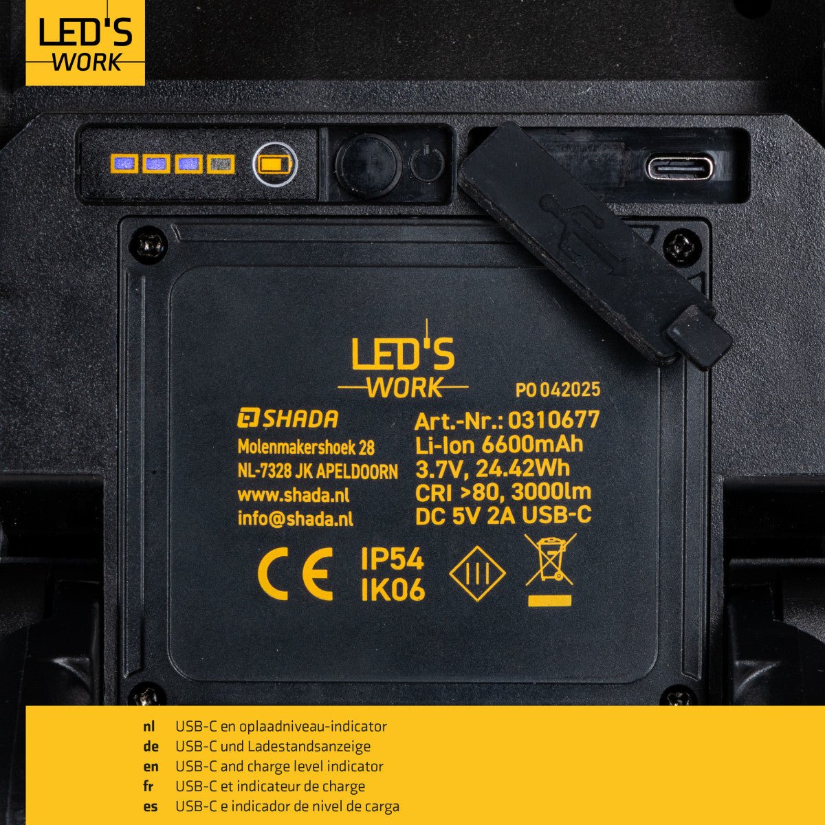 LED's Work LED Bouwlamp Werklamp Oplaadbaar 4000lm 30W Opvouwbaar & Compact Werklampen LED.nl