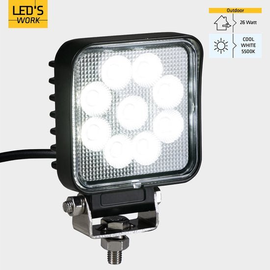 LED's Work LED Schijnwerper voor voertuigen - Geschikt voor tractor, vrachtwagen, auto, bus en schip - 26W Schijnwerpers LED.nl