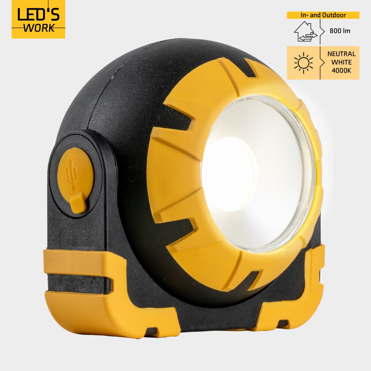 LED's Work Oplaadbare LED Looplamp – Krachtige Draadloze 800 Lumen Werk- & Noodlamp Werklampen LED.nl