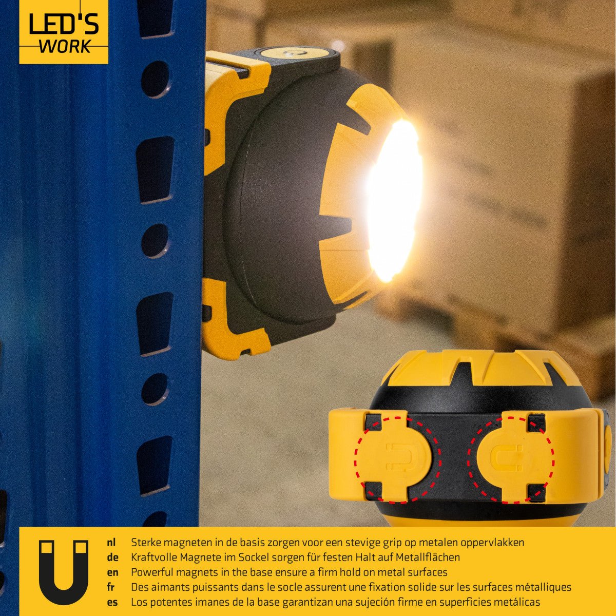 LED's Work Oplaadbare LED Looplamp – Krachtige Draadloze 800 Lumen Werk- & Noodlamp Werklampen LED.nl