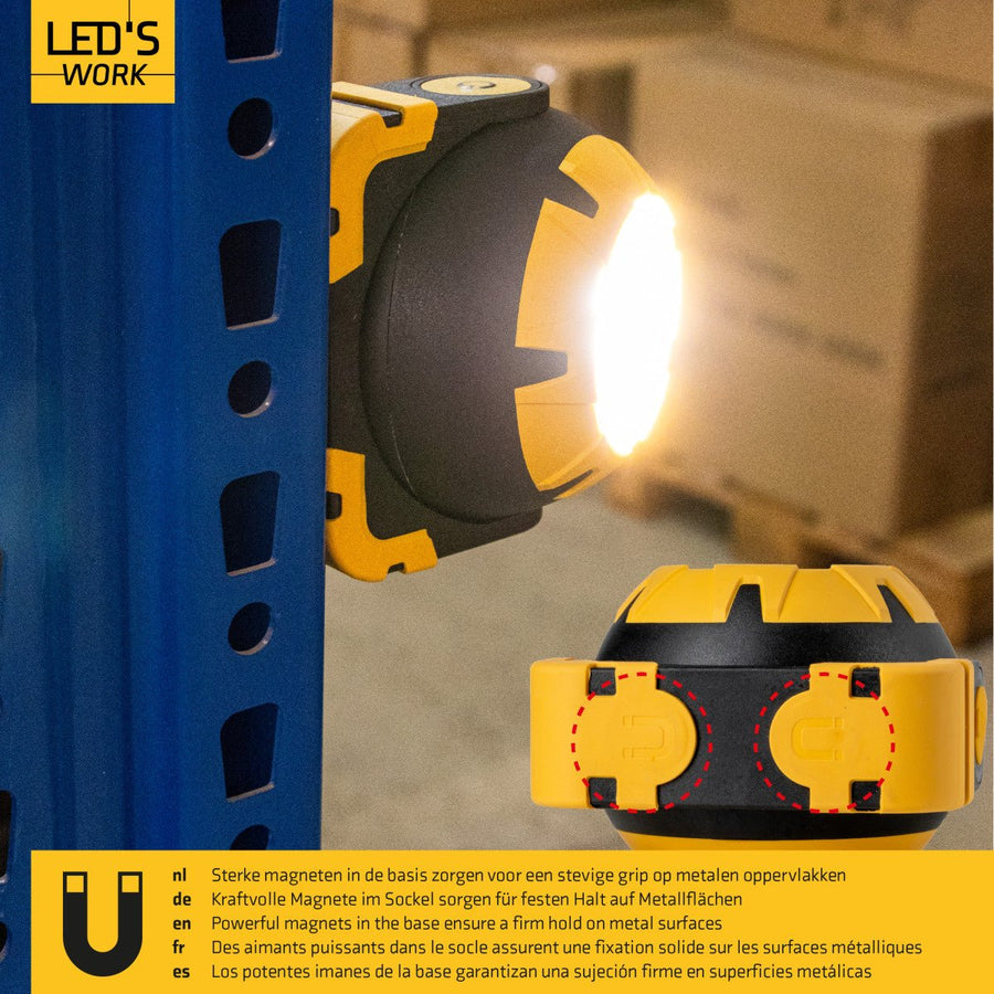 Wiederaufladbare LED-Arbeitsleuchte von LED's Work – Leistungsstarke, kabellose 800-Lumen-Arbeits- und Notleuchte - lidstore.shop