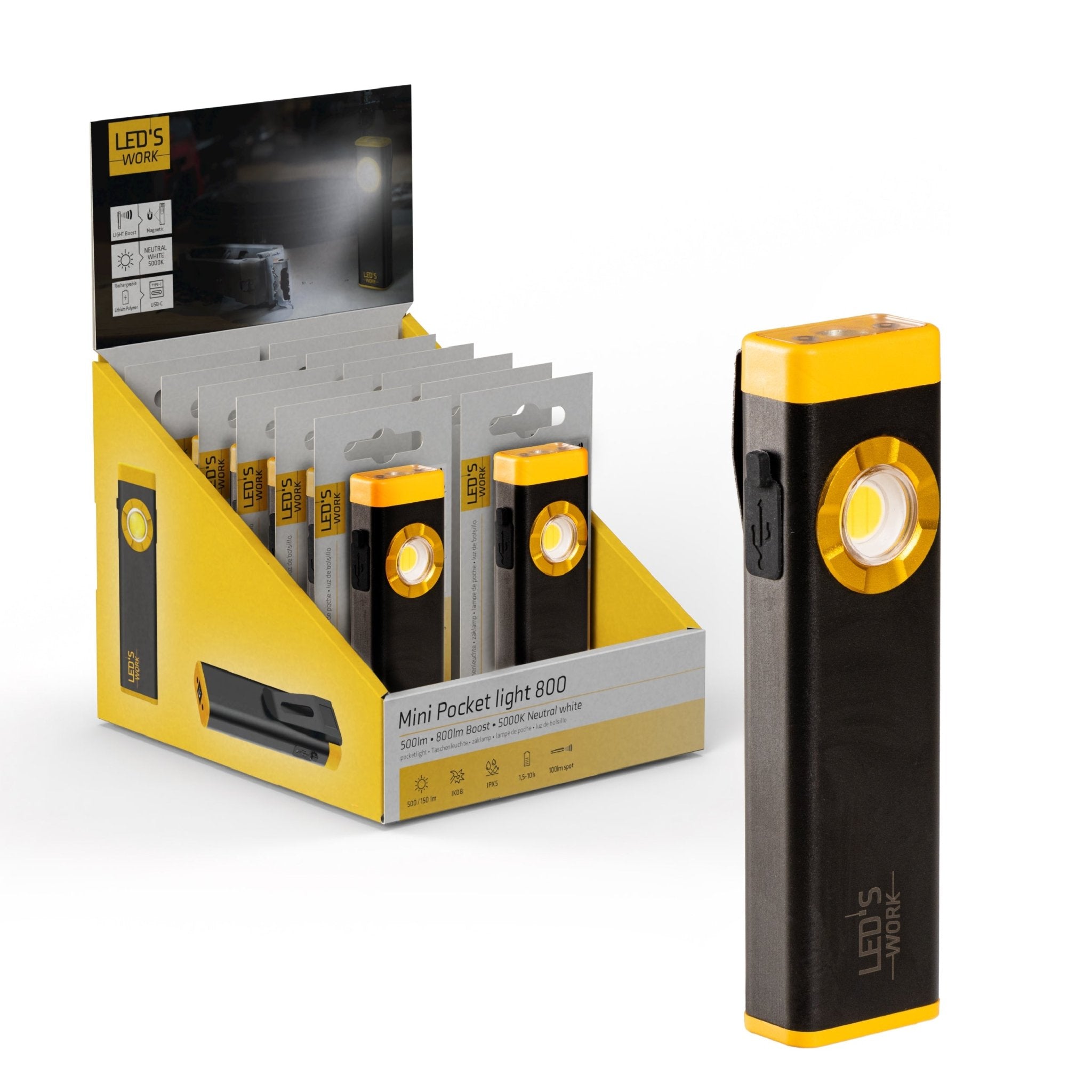 LED's Work Oplaadbare LED Mini Zaklamp met 3 lichtstanden (100, 500 en 700 Lumen) Zaklampen LED.nl
