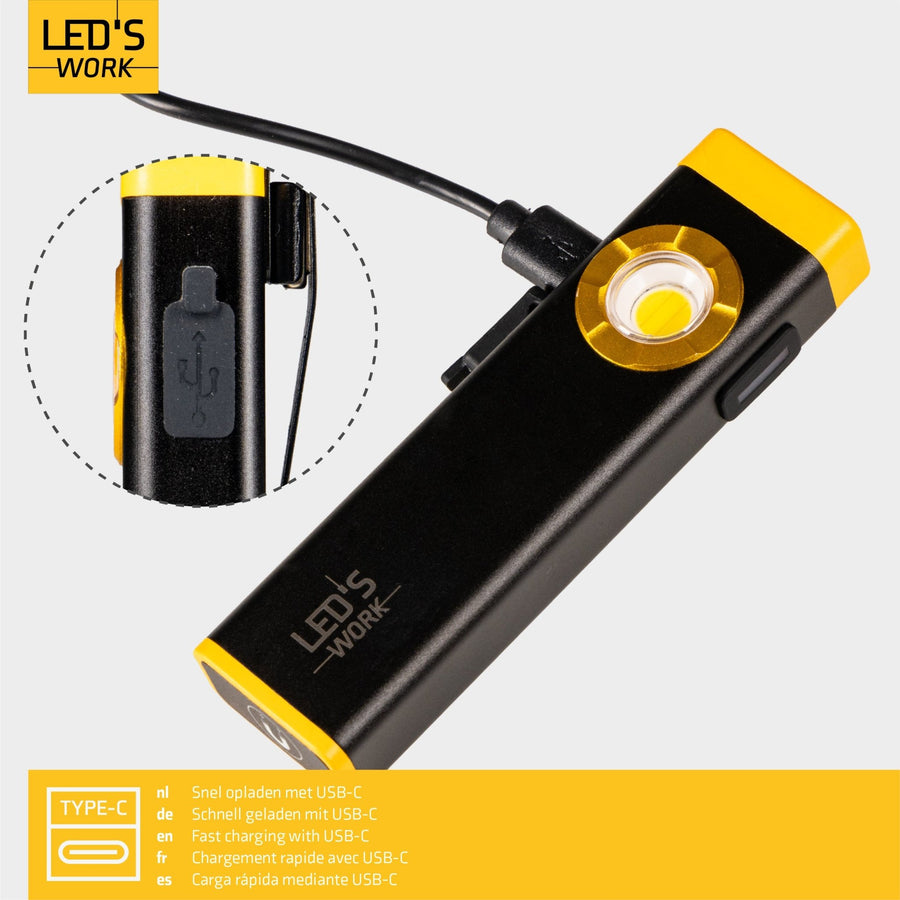 LED's Work Wiederaufladbare LED-Mini-Taschenlampe mit 3 Leuchtmodi (100, 500 und 700 Lumen) - lidstore.shop