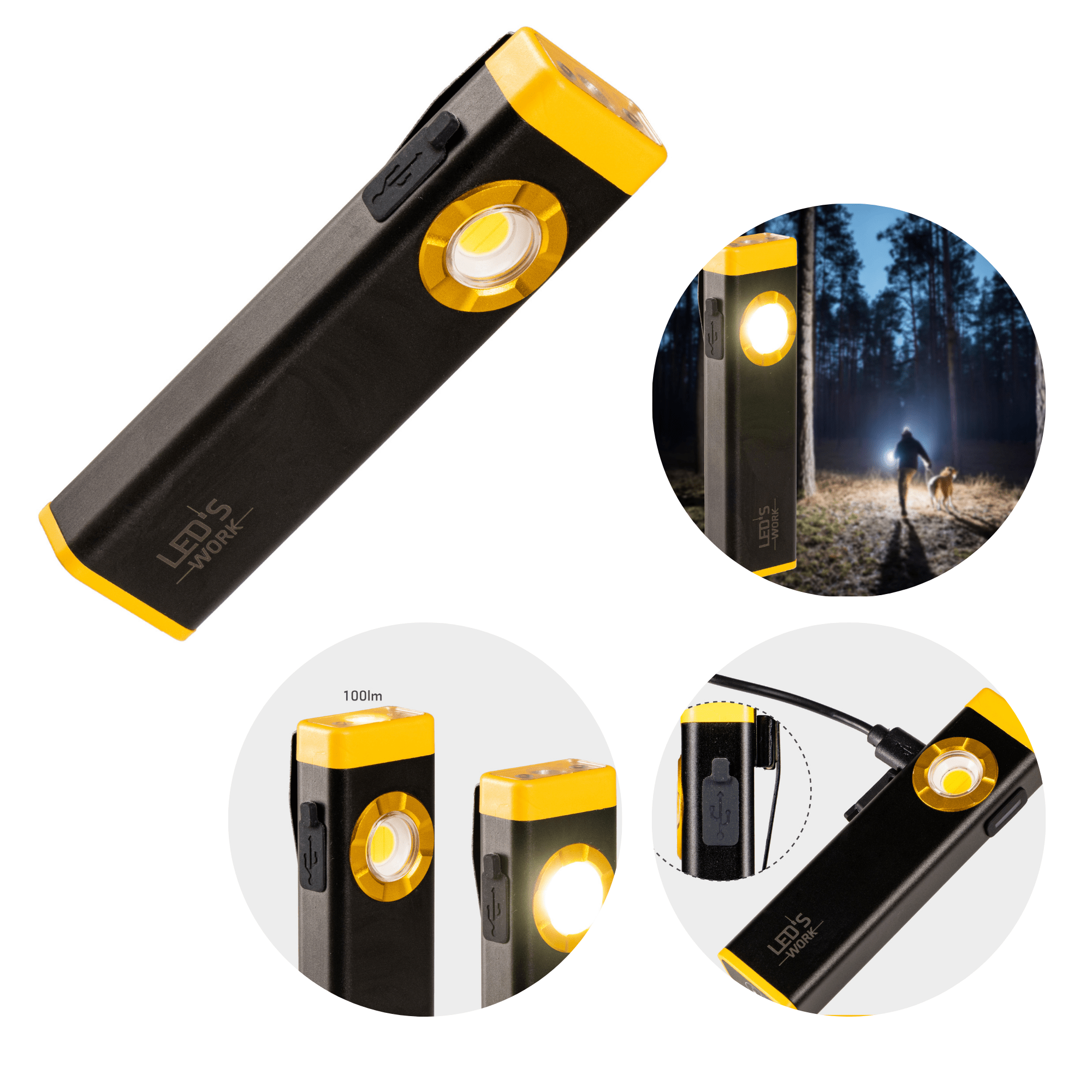LED's Work Oplaadbare LED Mini Zaklamp met 3 lichtstanden (100, 500 en 700 Lumen) Zaklampen LED.nl