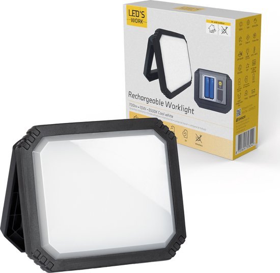 LED's Work Oplaadbare LED werklamp met accu 700 - Draadloos en draagbaar - 10W Bouwlampen LED.nl
